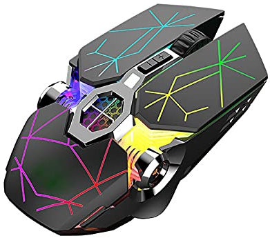 SUYING Souris de jeu sans fil, Bluetooth 5.0 + connexion sans fil 2,4 GHz, 2400 dpi réglable, convient pour PC, ordinateurs portables, tablettes (noir)
