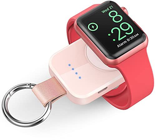 i.VALUX Cargador inalámbrico portátil para Apple Watch Series 10/9/8/UItra/7/6/5/4/3/2/SE/Nike, cargador magnético compacto para iWatch 1000 mAh Power Bank llavero estilo regalo a tu madre niña,