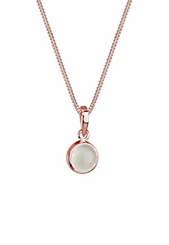 Elli Halskette Damen Anhänger Rund mit Mondstein in 925 Sterling Silber