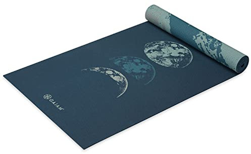 Gaiam Yogamatte, Premium-Druck, wendbar, extra dick, rutschfest, für alle Arten von Yoga, Pilates und Bodentraining, Mondwelle, 6 mm
