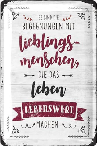 LANOLU Retro Blechschild Lieblingsmensch Geschenk - Sprüche Schilder Freundschaft Geschenke - Shabby Chic Deko Garten - Vintage Deko aus Metall, 20x30cm