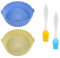 2 Stück Luftfritteusen-Silikon-Topf mit 2 Silikonbürsten, wiederverwendbar, antihaftbeschichtet, runder Fritteusenkorb, Fritteuseneinsatz, Isolierpad, Zubehör für Ofen, Luftfritteuse (16,5 cm)