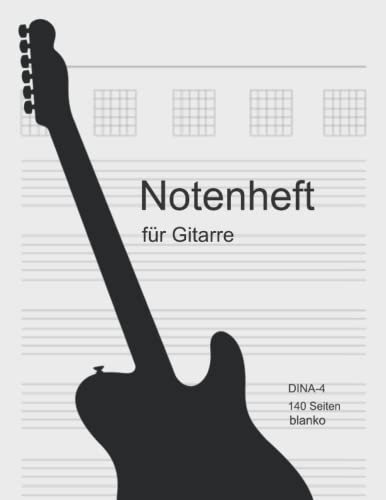 Notenheft blanko - Notenpapier block mit 7 Notensysteme pro Seite: Tabulatoren für Gitarristen| Noten, Accorde und Melodien in TAB notieren | Eigenes Inhaltsverzeichnis | Gitarre Zubehör | 140 Seiten