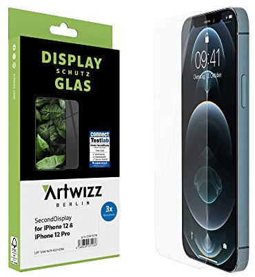 Artwizz SecondDisplay Schutzglas kompatibel für iPhone 12/12 Pro - 3 Stück - HD Displayschutz aus Sicherheitsglas, 9H Härte
