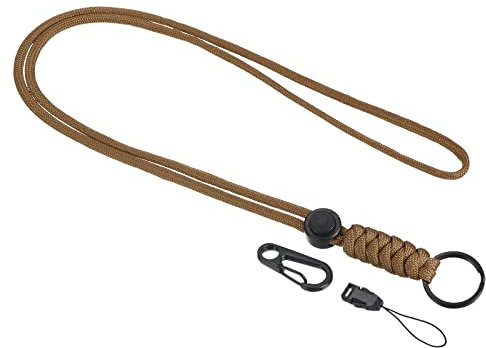 PATIKIL Paracord Lanyard 20.5 Inch, Necklace Keychain Cord Metal Clasp Hook Ring Strap for Keys Whistle ID Card Badge Holder, Brown