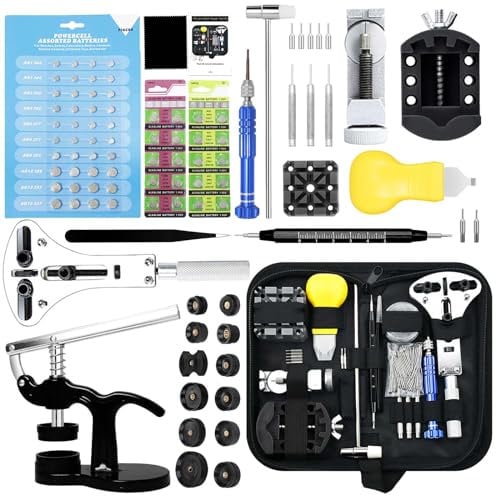 Watch Repair Kit, GLDCAPA Professional Watch Battery Replacement Kit, Watch Repair Tools with Carrying Case, Watch Link Removal Tool Kit, Watch Case Opener, Watch Press Set with 60pcs Watch Battery