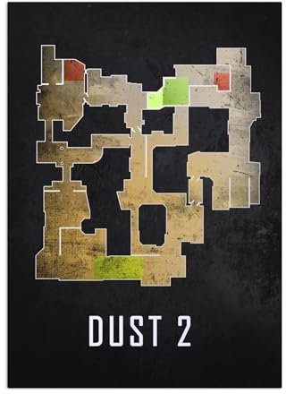 Displate Offiziell Counter Strike MetallPoster Magnetische Befestigung Inklusive Lizenziert Bilder Hochwertiges Poster Dust2 Black Map 67.5 cm x 48 cm