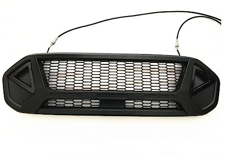 KANGYEBAIHUODIAN Größe für Ford Ranger XL XLT XLS Lariat FX4 Raptor Style 2019-2021 Kühlergrill vorne Stoßstange Schwarz Gitter Gitter mit LED-Licht