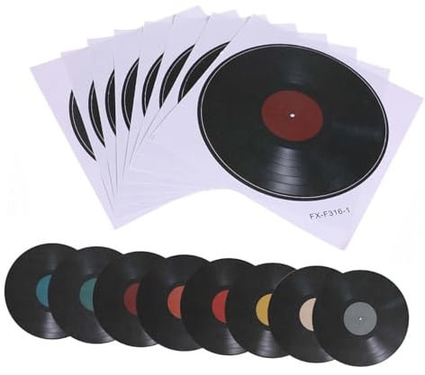 Schallplatten Wanddeko aus PVC, , Retro Stil, Innenraum | Ästhetische Deko für Zuhause und Hotel, Moderne Kunst, 8 Stück, PVC Ausführung