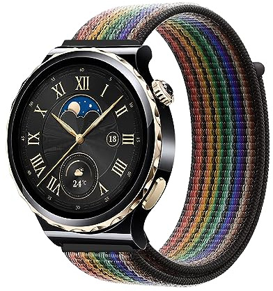 Niboow 20mm Nylon Armband für Huawei Watch GT 3 Pro 43mm/GT 3/GT 2 (42mm) | für Huawei Watch Watch 2/2 Pro/Amazfit T-Rex 3 Pro 44mm/GTR Mini/GTS 4 Klettverschluss Ersatzarmband Armbänder (Bunt)