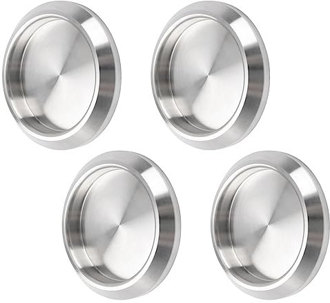 MOROBOR Paquete de 2 tiradores autoadhesivos para puerta de armario, tirador deslizante redondo de acero inoxidable, tirador empotrado para gabinete de cocina, manija de puerta invisible, gris