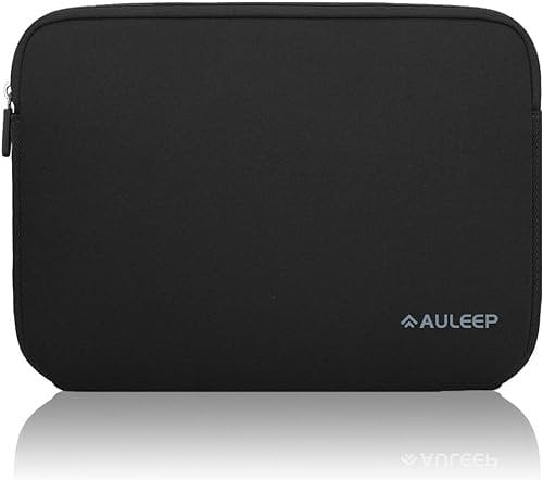 AULEEP Laptop Hülle Tasche, 15-15,6 Zoll Neopren Notebook Laptophülle/Wasserabweisende Schutzhülle für Laptops Chomebook Acer/Asus/Dell/Lenovo/HP, Neo-Schwarz
