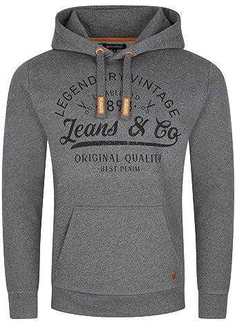 riverso Hoodie Herren Regular Fit RIVArmin Kapuzenpullover Pullover Print Grau L, Größe:L, Farbe:Grey Melange Standard 2