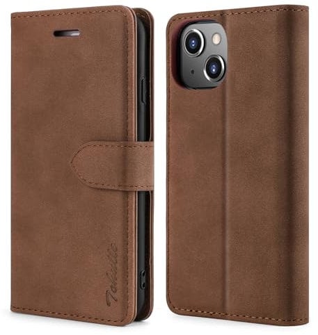TOHULLE Case for iPhone 15 Plus, Premium PU Leather Wallet Case with Card Holder Kickstand Magnetic Closure Shockproof Flip Folio Case Cover for iPhone 15 Plus (6.7 Inch) - Brown