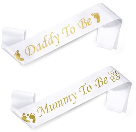2 Stück Baby Shower Schärpe Mummy to Be Schärpe Daddy to Be Gürtel Werdende Eltern Schultergurt Seide Babyparty Gürtel Party Dekoration für Mama Papa Baby Shower Geschenk (79 x 9,5 cm)