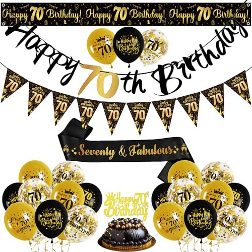 70 Geburtstag Deko Schwarz Gold - 70. Geburtstag Luftballons Männer Frauen
