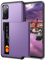 Coolden for Samsung S20 FE Case Wallet Shockproof Heavy Duty Protective Hard PC Back Rubber Bumper Card Holder Wallet Cases Cover for Samsung Galaxy S20 FE Phone Case (Grey Purple)