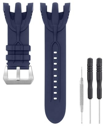 SANDEIN 38 mm Uhrenarmband, kompatibel mit Invicta, weiches Silikon-Gummi-Ersatzarmband für Invicta Venom Reserve Chronograph-Uhrenarmbänder (Blau + silberfarbene Schnalle)