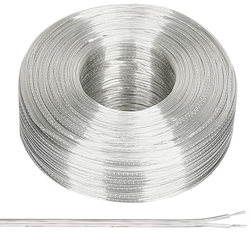 PATIKIL Cable de PVC Cubierto de 65.6 Pies, 20/2, 300V, Cable Electrónico Aislado Resistente al Calor, Cable Flexible Electrónico, Transparente, Certificado UL
