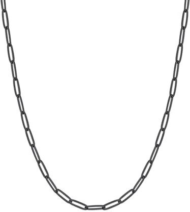 FOCALOOK Damen Gliederkette Schwarz Layering Halskette Edelstahl Ankerkette ohne Anhänger Kette 55CM Büroklammer Halskette 3MM Freundschaftskette Hautverträglich Modeschmuck