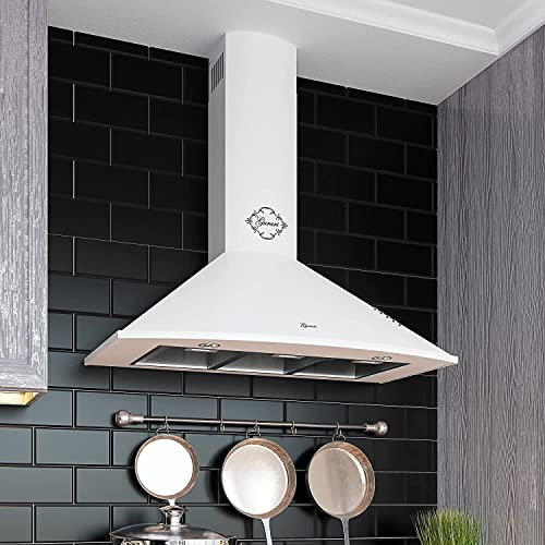 GURARI Wandhaube GCH C 046 WH 9 N Dunstabzugshaube 90 cm Weiß | Sehr Saugstark 1000 m³/h Motor | Abzugshaube in klassischer Bauweise | Dunstabzugshaube Wandmontage im Umluftbetrieb oder Abluftbetrieb