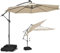 RELAX4LIFE Ampelschirm 300 cm mit 40 LED-Solar-Beleuchtung, Sonnenschirm Neigbar mit Kurbel, Kurbelschirm mit Ständer Sandsäcke(2 x Beutel befüllbar), Gartenschirm UV-Schutz (Beige)