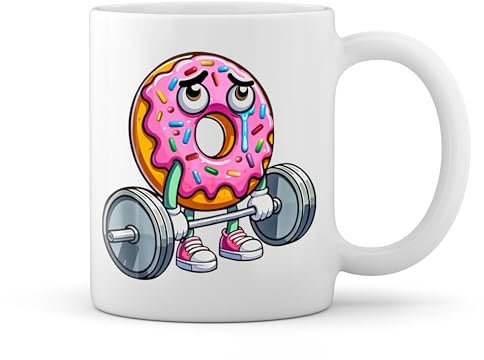 Doughnuts Donuts Lifting Weight Gym Workout Fun Lustige Trend Weiße Tasse Mug