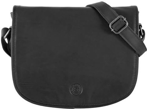 Sattlers & Co. Umhängetasche The Changee Ulescho | Damenledertasche mit 6 Steckfächer | Handtasche mit geteiltem Hauptfach mit Überschlag und Magnetverschluss (black)