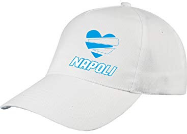 Generico Napoli Cap mit gebrochenem Herz, Mütze aus Polyester, 5 Paneele, Klettverschluss, Weiß, One size