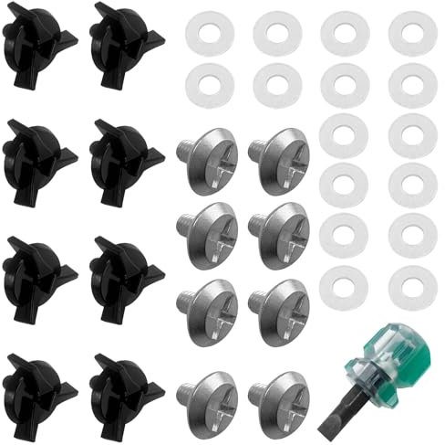 16 Stück Motorradhelm-Schrauben, Helm-Visierschrauben, Motorrad Helm Visierschraube, Helm Visier Schrauben, mit16 Stück Gummi-Unterlegscheiben Motorradhelm-Zubehör (Schwarz, Silber)