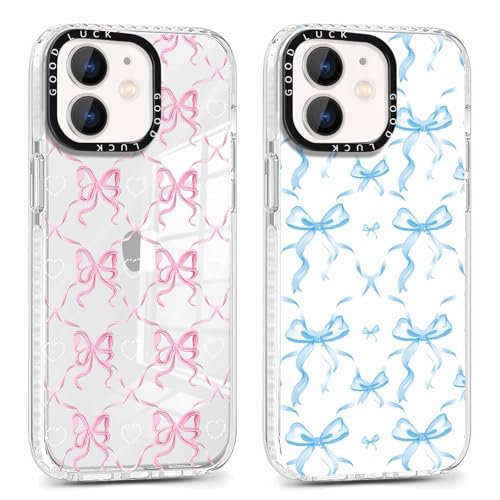 Foonary 2 Stück Transparent Handyhülle für iPhone 12/iPhone 12 Pro 6,1, Hülle mit Aesthetic Muster Motiv Design Mädchen Frauen Case, Silikon Schutzhülle Cover für iPhone 12/12 Pro, Fliege 04