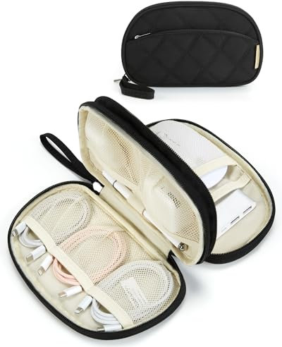 bagsmart Kabeltasche Organizer Travel Cord Elektronik Organizer Travel Case, Doppelte Schicht Puffer Cable Organizer Bag Travel Essentials für Cables, USB Sticks, Memory Cards, Schwarz