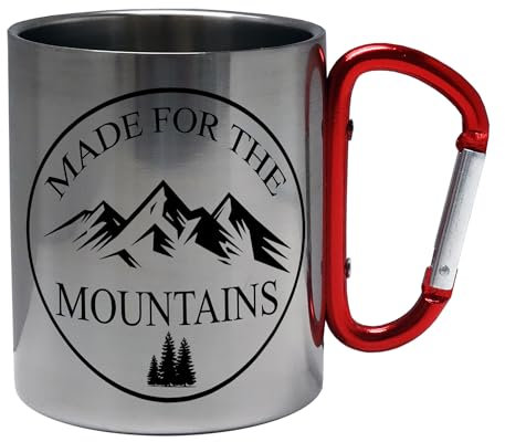 Made for The Mountains Novelty Steel Mug (Carabiner Clip Handle)