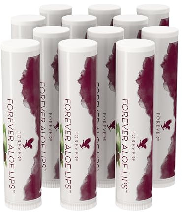 Forever Aloe Lips, hochwertiger Lippenpflegestift mit Aloe Vera, Jojobaöl und Bienenwachs für trockene und rissige Lippen, Dermatest zertifiziert, glutenfrei (12 x 4,25 g)