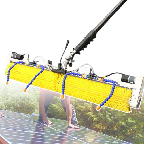 HCAUYNN Rollender Solarmodulreiniger, Kann Trocken Gereinigt/Nass Gereinigt Werden, Mit WassersprüHschalter, Teleskopstange Aus Kohlefaser, FüR Bergkraftwerke,5M