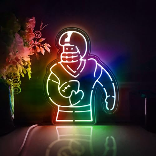 Ancfun Scatola luminosa a LED con giocatore di football americano, decorazione artistica da parete, cartello luminoso, decorazione da scrivania, regalo per appassionati di calcio, appassionati di