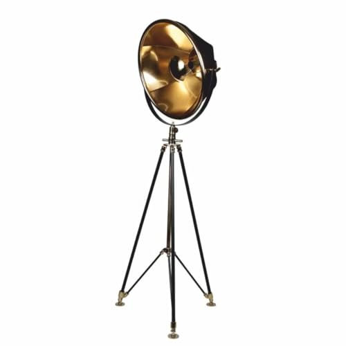 Casa Padrino Lampe de Studio trépied rétro Noir/Or H. 190 cm - Lampadaire en métal