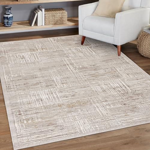 Mazovia Teppich - Beige Modern Abstrakt Teppich - Teppich für Wohnzimmer, Schlafzimmer, Esszimmer, Büro - Kurzflor Rechteckig - ÖKO-TEX Zertifiziert - Stilvoller Teppiche - Beige Creme - 160 x 230 cm