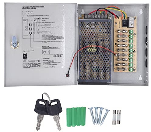 Cuadro de distribución para la Fuente de alimentación 9 Canal 12V 10A Salida 110V 220V Entrada con Bloqueo para cámaras de vigilancia