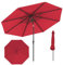 GOPLUS Sombrilla de Jardín, Parasol Inclinable con Mecanismo de 25° de Inclinación con Manivela, 8 Costillas Reforzadas, Sombrilla Terraza Exterior para Patio Playa, sin Base (Rojo)