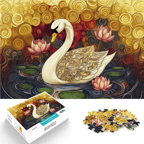 Puzzle 1000 Teile für Teenager Spielzeug Lernspiele Stressabbau Original Schwan mit Lotus Verbessern Sie das Gedächtnis52x38cm