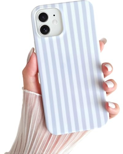Yeddabox for iPhone 11 Case Cute Striped Phone Case Soft TPU Slim Shockproof Phone Cover for Women Girls, Blue and White