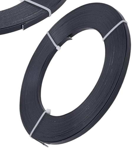 Beebeecraft 1 Rolle 32.8 Fuß Flacher Aluminiumdraht Biegsamer Eloxierter Aluminiumdraht 5mm Für Schmuckherstellung (Schwarz)