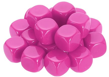 QUARKZMAN 20 Stück Blanko Würfel 20mm Spielwürfel Acryl Magenta | 6-seitige Leere Würfel Set mit abgerundeten Ecken Beschreibbar für DIY, Basteln, Lernen & Brettspiele