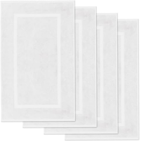 Lavea® 4er Set Badematte 50x80 cm – Badezimmerteppich 100% Baumwolle, 800 g/m², saugstark, waschbarer Badteppich, Badvorleger für Badezimmer, Dusche, Frottierserie Elena – Weiß