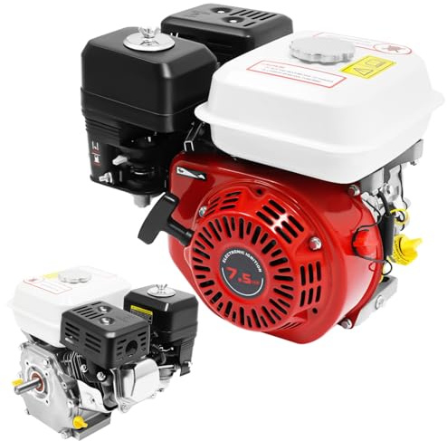 7,5 PS Benzinmotor, 4-Takt 212ccm 3000w benzinbetriebener Mehrzweckmotor, luftgekühlt, großer Kraftstofftank, geeignet für Wasserpumpen, Generatoren, Go-Karts, Kompressoren, Haus und Gewerbe (Rot)