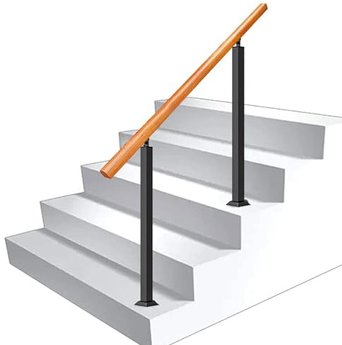 Geländer Holzhandläufe für Stufen, verstellbare Handläufe 2/3-Stufen, Schmiedeeisen-Handläufe Übergangshandläufe für Betonstufen oder Holztreppen (Farbe: 90 cm, Größe: H 95 cm)