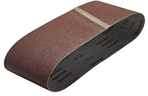 wolfcraft 3 Gewebe-Schleifbänder 76 x 457 mm I 1892000 I Körnung 60 I für Holz & Metall I Schleifpapier für Bandschleifer I flexibel und langlebig