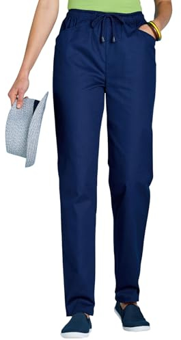 Ladies Quality Cotton Trousers with Drawcord 14 UK/29Leg Navy