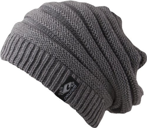 Feinzwirn Brian Hat - Oversize Slouch Beanie Mütze Skimütze - Wintermütze Strickmütze (Grey)
